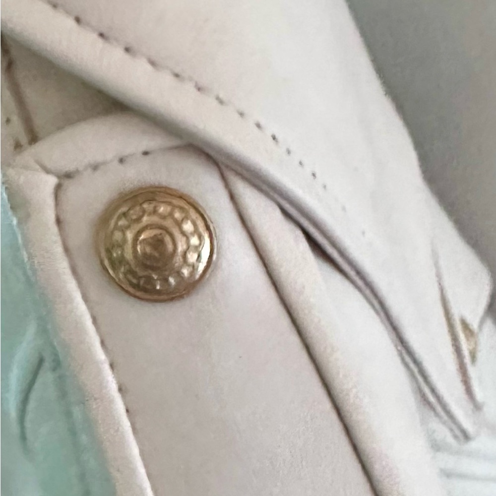 Diane Von Furstenberg White Motorcycle Jacket with gold accents - Picture 4 of 8
